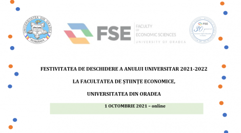 PROGRAM 1 octombrie 2021 - Festivitatea de deschidere a anului universitar 2021-2022 la Facultatea de Științe Economice